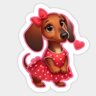 Dachshund Diva Valentine Glow Sticker